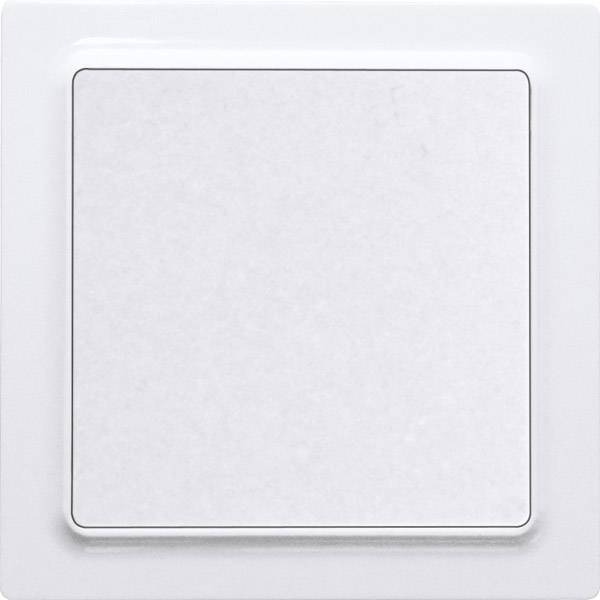 Ein weißer Lichtschalter in quadratischer Form an einer weißen Wand, unberührt.