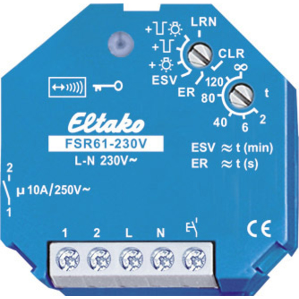 Eltako FSR61-230V Funk Schaltaktor Unterputz Schaltleistung (max.) 2000W Reichweite max. (im Freifeld) 30m