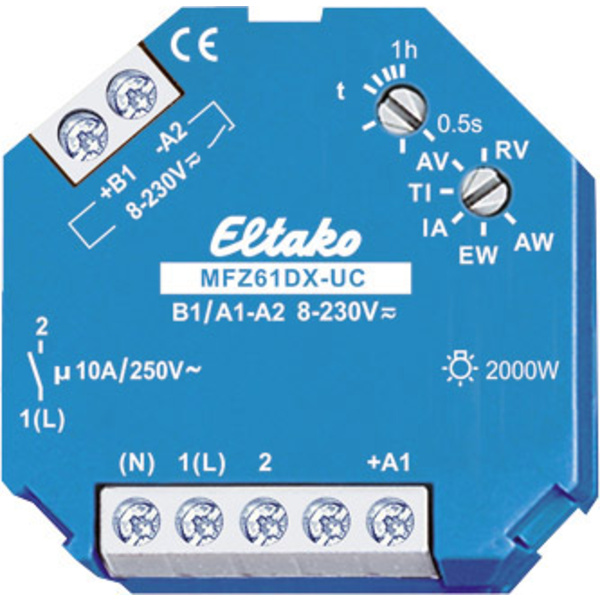 Eltako 61100604 MFZ61DX-UC Zeitrelais Multifunktional 230V 1 St. Zeitbereich: 0.5s - 1h 1 Schließer