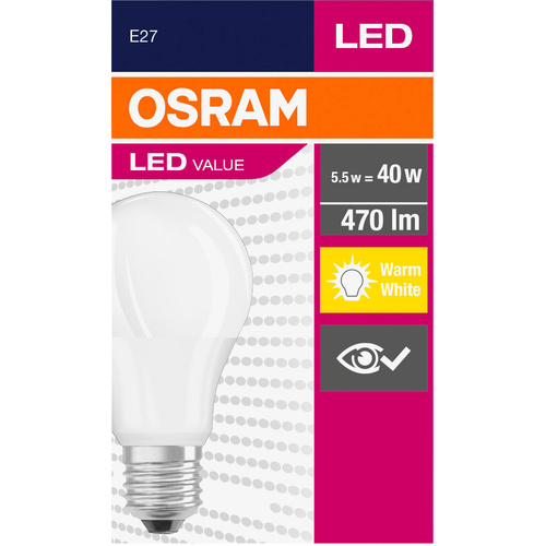 OSRAM 4052899326934 LED EEK F (A - G) E27 5.5 W = 40 W (Ø x L) 60 mm x 112 mm 1 St.