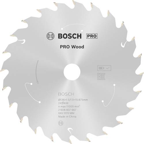 Bosch Accessories 2608837667 Hartmetall Kreissägeblatt 136 x 15.875 mm Zähneanzahl: 24 1 St.