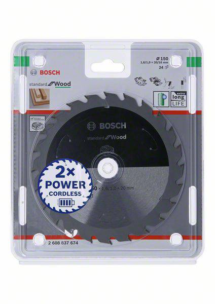 Bosch Accessories 2608837674 Hartmetall Kreissägeblatt 150 x 20mm Zähneanzahl: 24 1St.