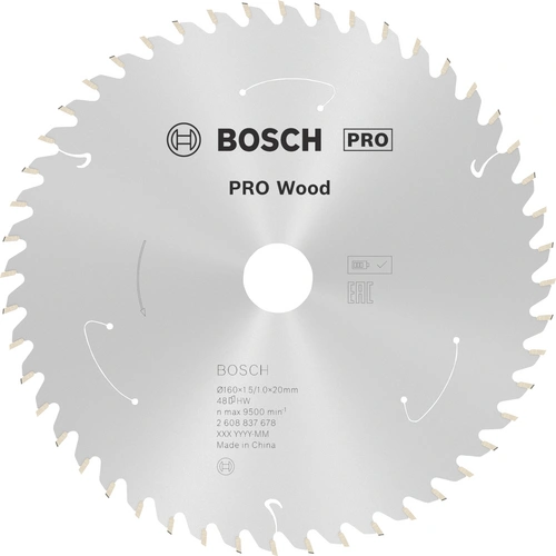 Bosch Accessories 2608837678 Hartmetall Kreissägeblatt 160 x 20mm Zähneanzahl: 48 1St. Bosch Accessories 2608837678 Hartmetall Kreissägeblatt 160 x 20mm Zähneanzahl: 48 1St.