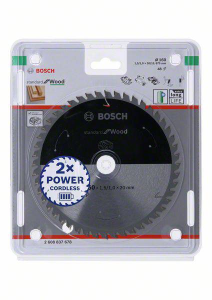 Bosch Accessories 2608837678 Hartmetall Kreissägeblatt 160 x 20mm Zähneanzahl: 48 1St.
