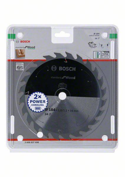 Bosch Accessories 2608837698 Hartmetall Kreissägeblatt 184 x 16mm Zähneanzahl: 24 1St.