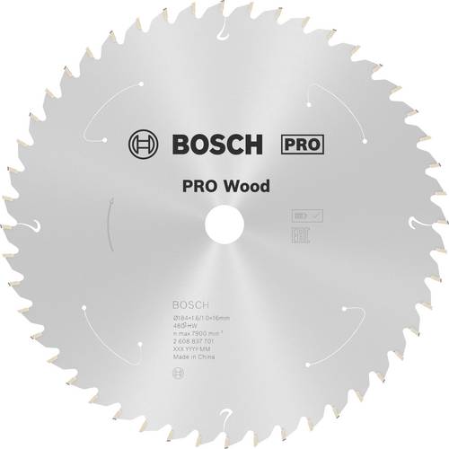 Bosch Accessories 2608837701 Hartmetall Kreissägeblatt 184 x 16 mm Zähneanzahl: 48 1 St.