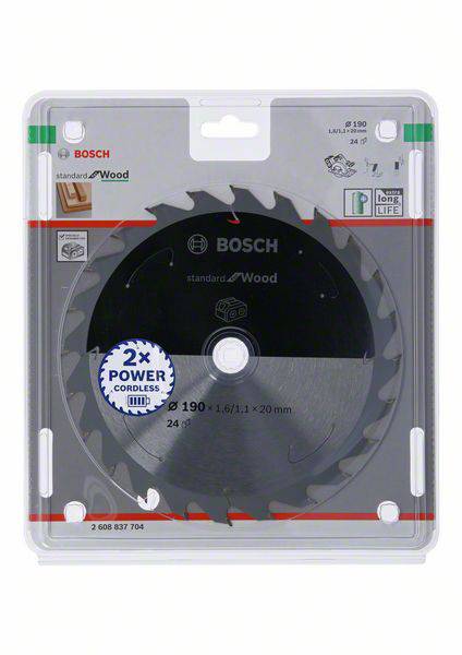 Bosch Accessories 2608837704 Hartmetall Kreissägeblatt 190 x 20mm Zähneanzahl: 24 1St.