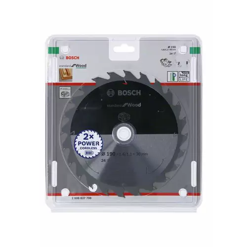 Bosch Accessories 2608837708 Hartmetall Kreissägeblatt 190 x 30 mm Zähneanzahl: 24 1 St. Bosch Accessories 2608837708 Hartmetall Kreissägeblatt 190 x 30 mm Zähneanzahl: 24 1 St.