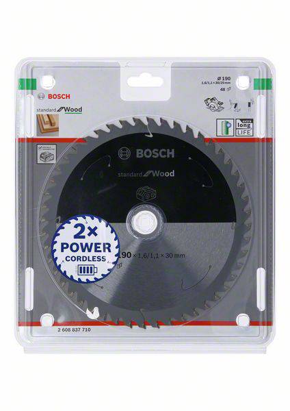 Bosch Accessories 2608837710 Hartmetall Kreissägeblatt 190 x 30mm Zähneanzahl: 48 1St.