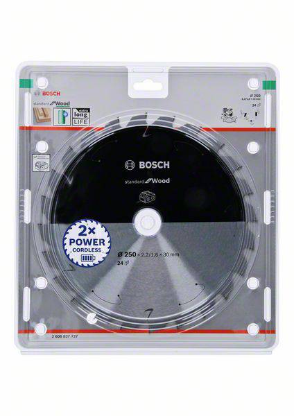Bosch Accessories 2608837727 Hartmetall Kreissägeblatt 250 x 30mm Zähneanzahl: 24 1St.