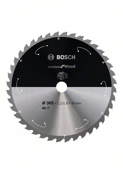 Sägeblatt für Holzarbeiten von Bosch, Durchmesser 305 mm, Schnittbreite 2,2/1,6 mm, Bohrung 30 mm, 40 Zähne, Modell 