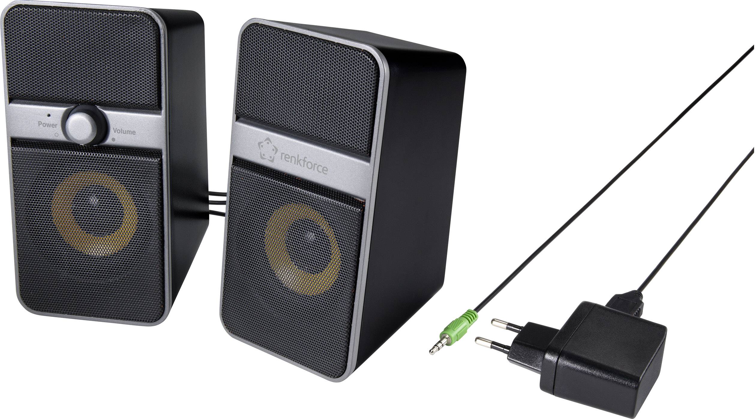 Renkforce 2.0 PC-Lautsprecher Bluetooth®, Kabelgebunden 6W Schwarz, Silber