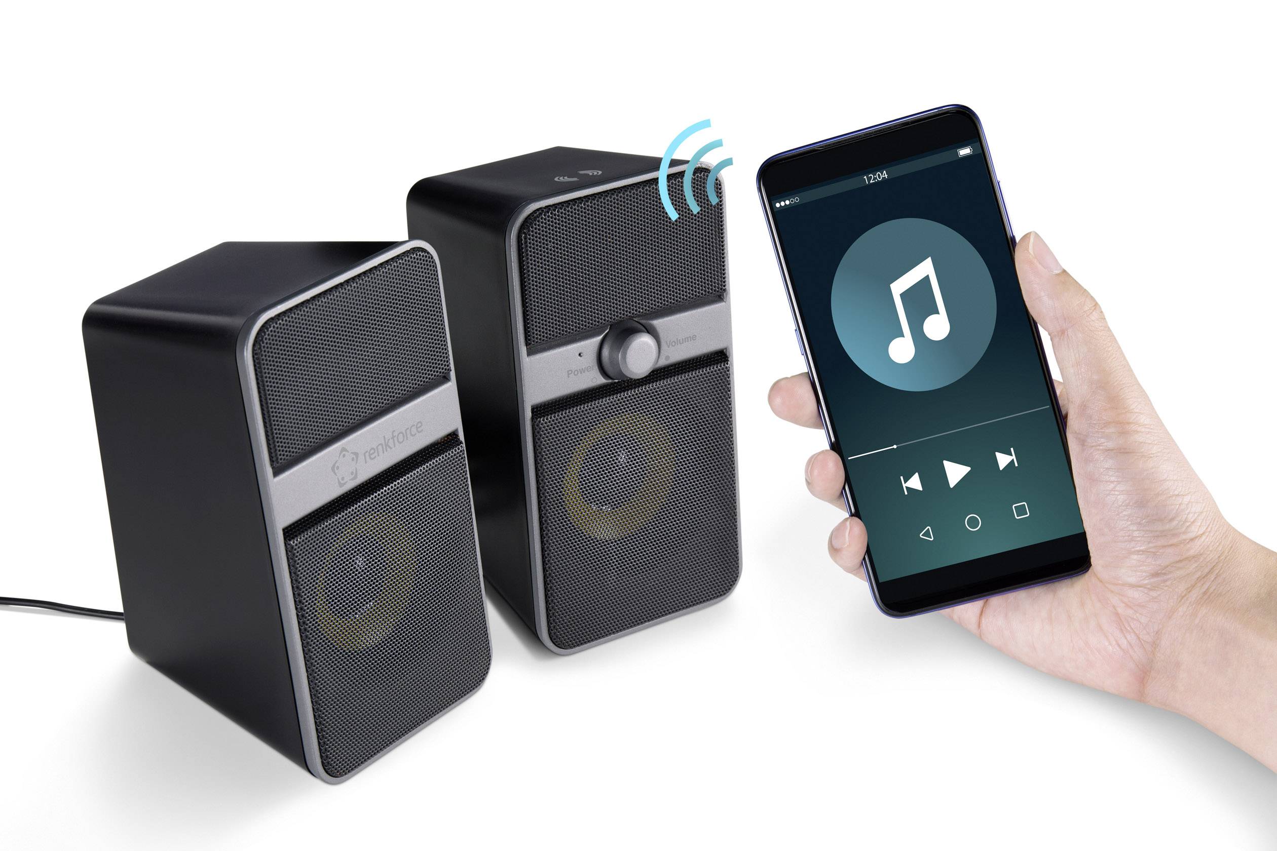 Renkforce 2.0 PC-Lautsprecher Bluetooth®, Kabelgebunden 6W Schwarz, Silber