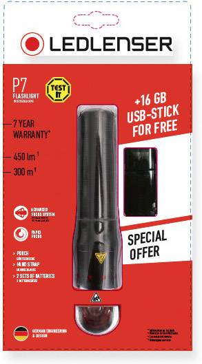 Ledlenser P7 & Memory-Stick LED Taschenlampe batteriebetrieben 450lm 25h 190g