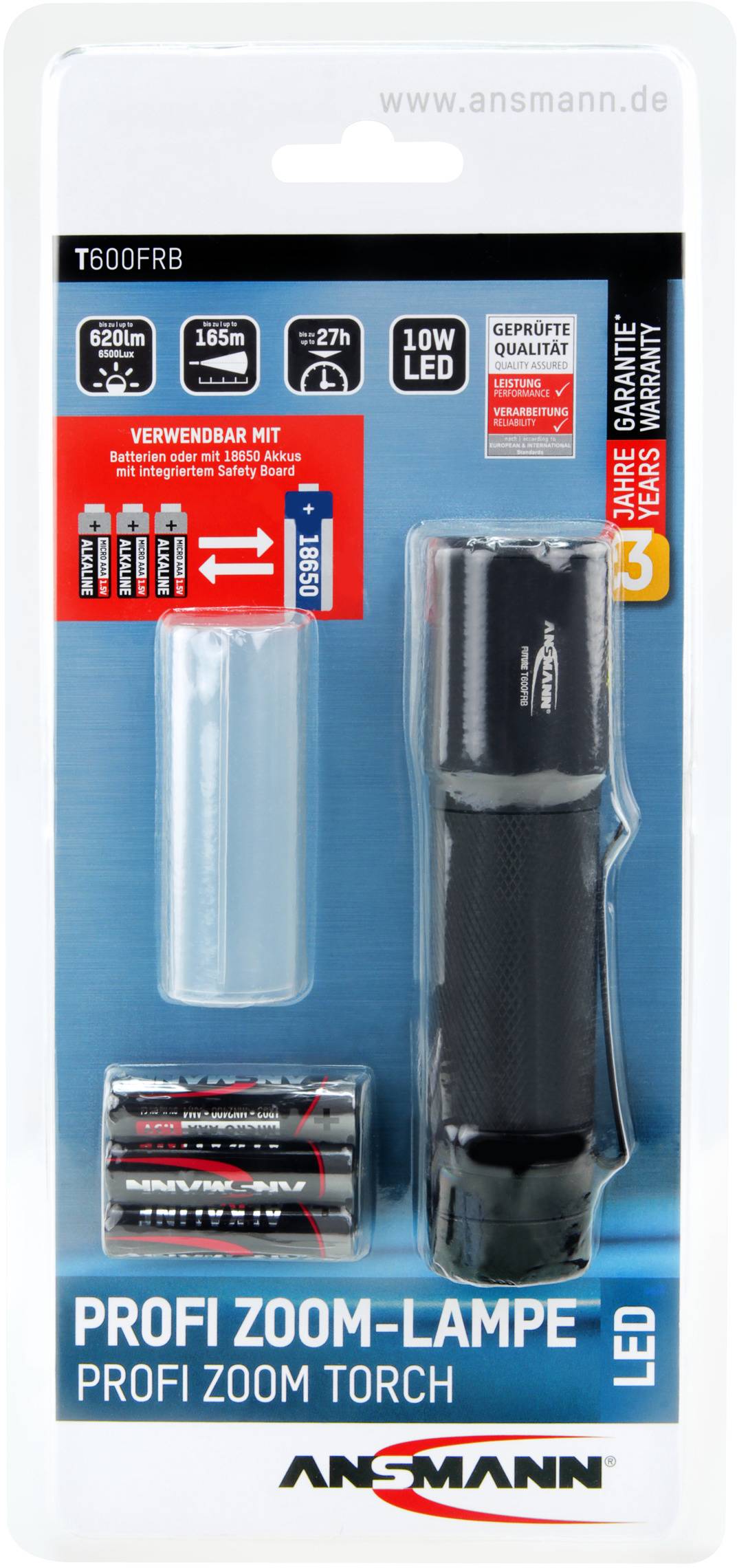 Ansmann Future T600FRB LED Taschenlampe batteriebetrieben 620 lm 150 g