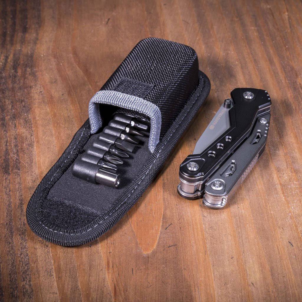 True Utility Handyman TU181 Multitool mit Holster, mit Bit-Set Anzahl Funktionen 10 Schwarz, Edelstahl
