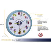 TFA Dostmann Little Monsters Quarz Wanduhr 30.9cm x 4.4cm Türkis TFA Dostmann Little Monsters Quarz Wanduhr 30.9cm x 4.4cm Türkis
