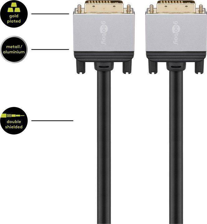 Goobay DVI Anschlusskabel 3.00 m 73973 Geschirmt Schwarz [1x DVI-D Stecker - 1x DVI-D Stecker]