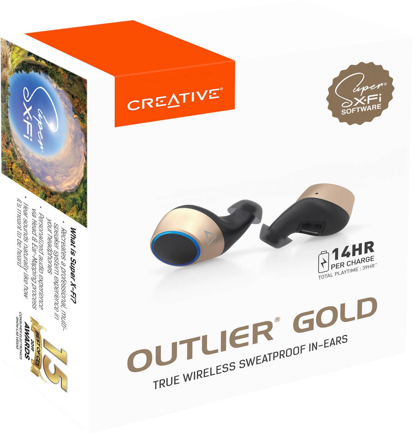 Creative Outlier Gold  In Ear Kopfhörer Bluetooth®  Gold  Schweißresistent, Headset