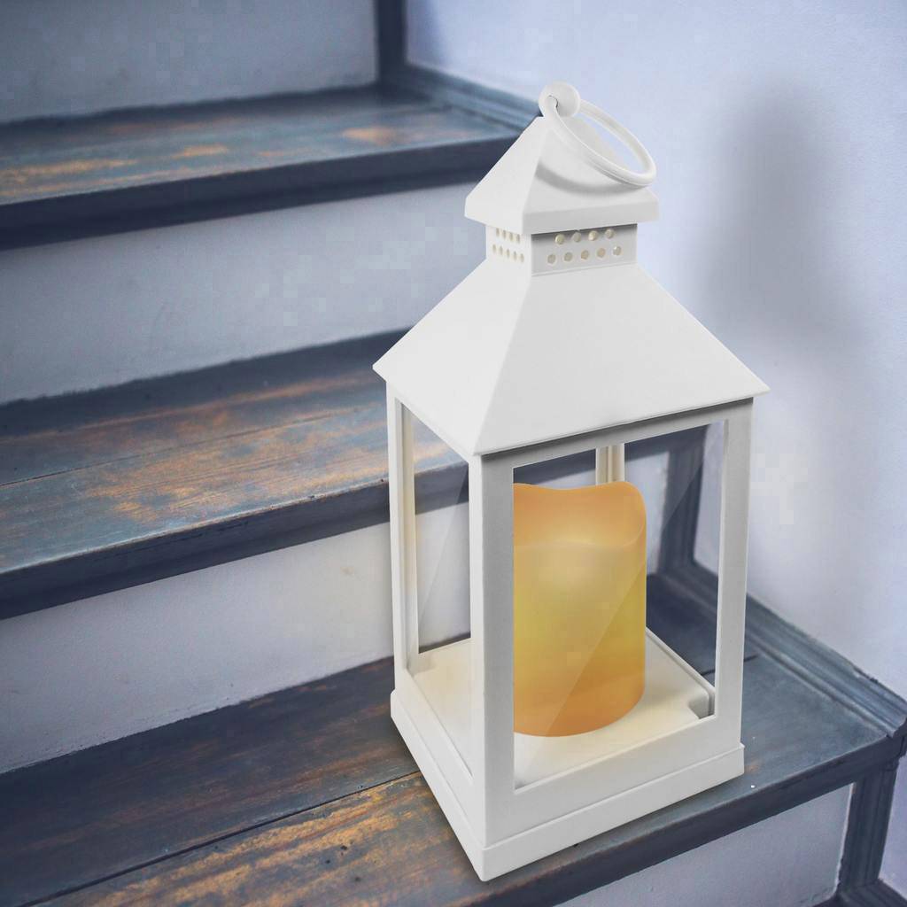 LED Laterne realistisch flackernd 82350 Weiß