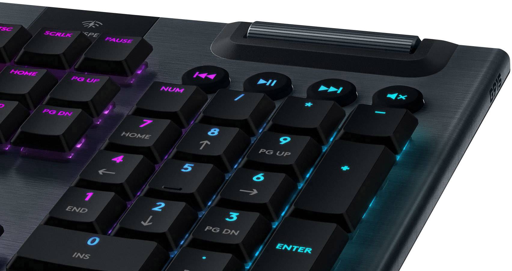 Logitech Gaming G915 Lightspeed Clicky Funk, Bluetooth® Gaming-Tastatur Deutsch, QWERTZ Schwarz Beleuchtet, Integrierter Profilspeicher