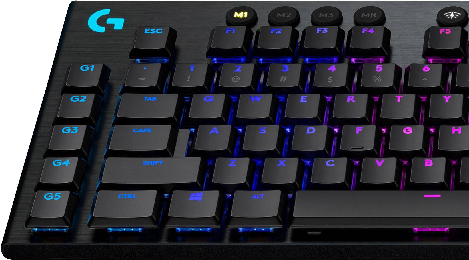 Logitech Gaming G915 Lightspeed Clicky Funk, Bluetooth® Gaming-Tastatur Deutsch, QWERTZ Schwarz Beleuchtet, Integrierter Profilspeicher