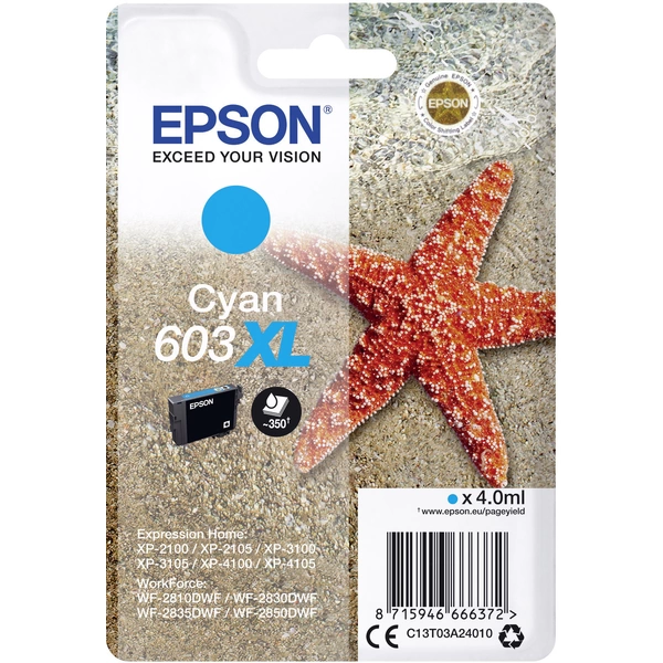 Epson Druckerpatrone T03A24, 603XL Original Cyan C13T03A24010 Epson Druckerpatrone T03A24, 603XL Original Cyan C13T03A24010