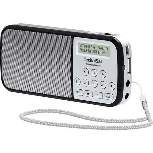 TechniSat Techniradio RDR Radio de poche DAB+, FM AUX, USB lampe de poche argent