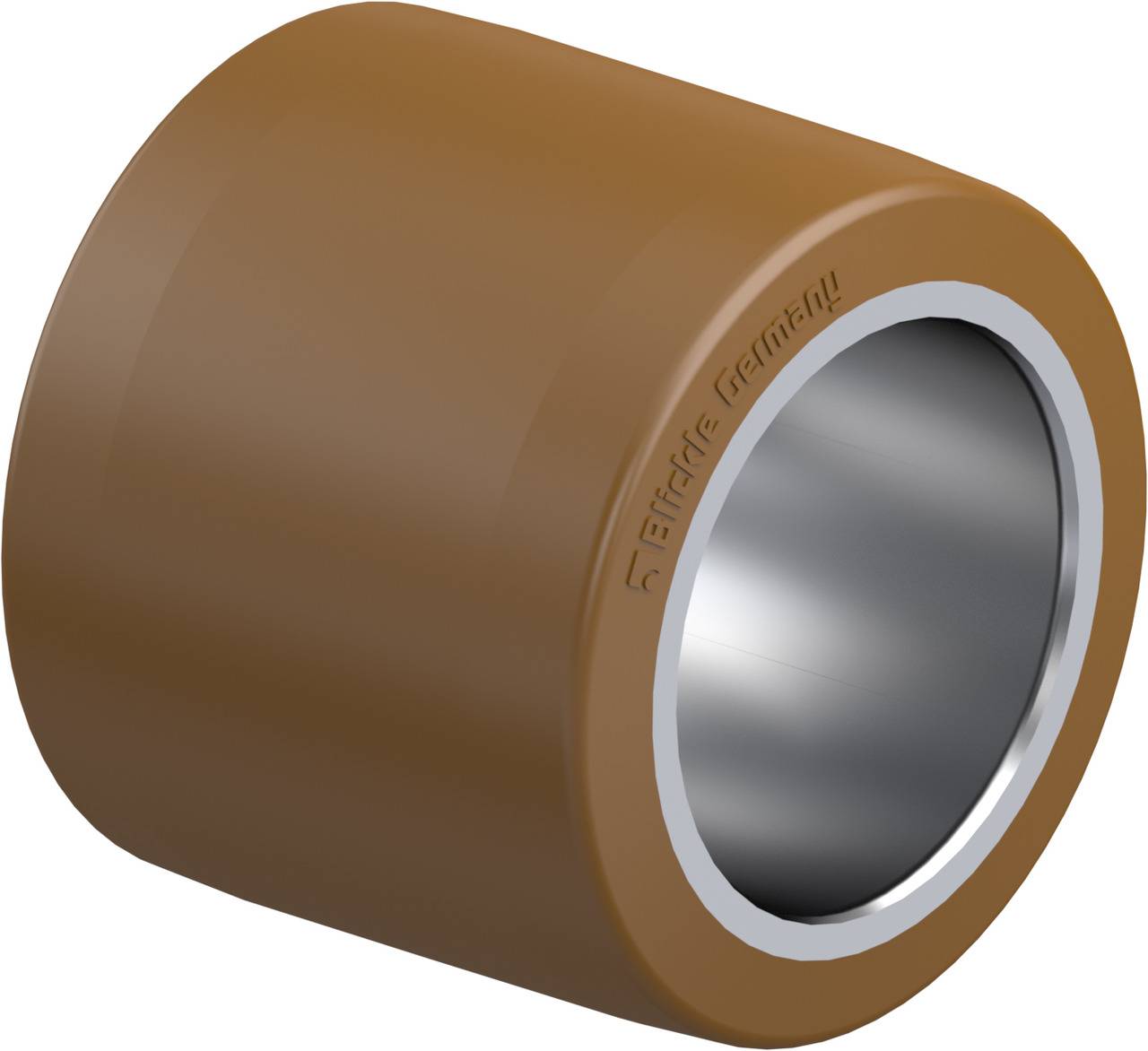 Braunes Gleitlager mit metallischem Innenring, beschriftet mit 'Made in Germany'.