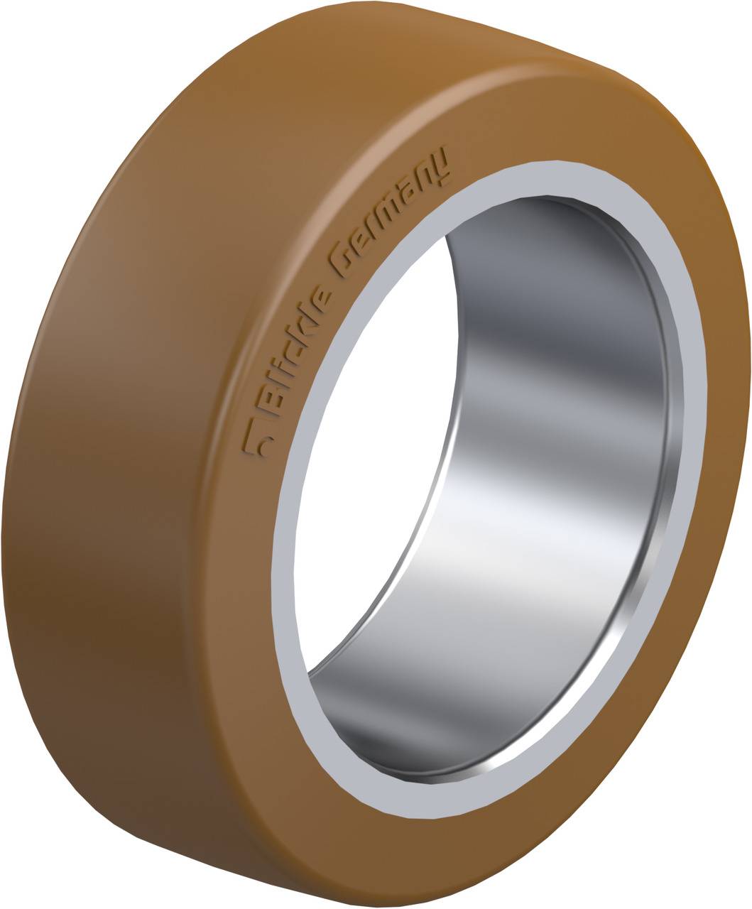 'Braunes Rollenlager mit metallischem Innenkern, auf dem der Schriftzug 'Blindle Germany' steht.'