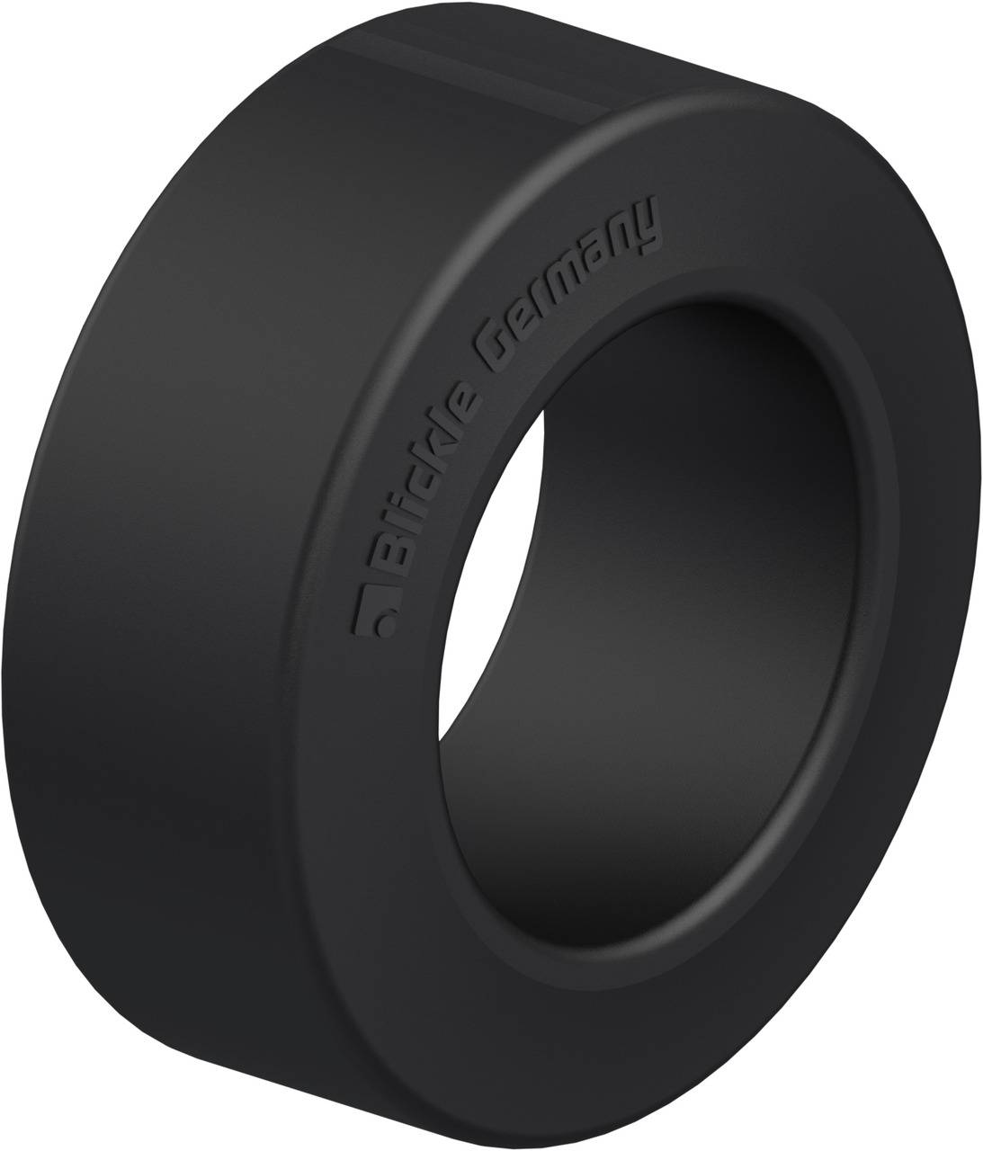 Schwarzer, zylindrischer Gummidämpfer mit Prägung 'Birkle Germany', dient zur Geräusch- und Schwingungsdämpfung.