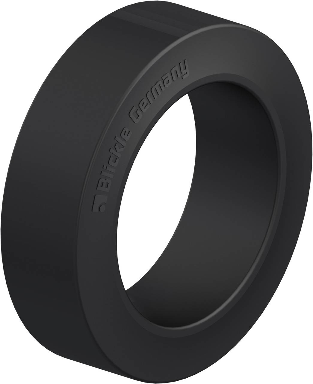 Schwarzer Gummi-Dämpfer-Ring mit dem Aufdruck 'Birdie Germany'. Verwendung für Stoßdämpfung oder Isolierung bei mechanischen Anwendungen.
