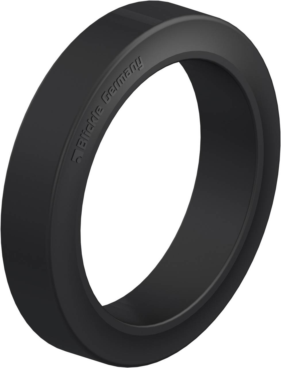 Ein schwarzer Ring aus Kunststoff mit einer Prägung 'Birdie Germany'. Schlichtes Design, keine weiteren Details erkennbar.