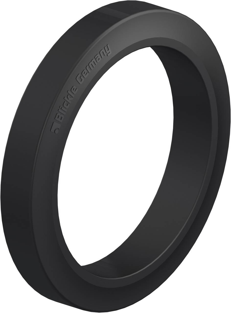 Schwarzer Gummiring mit der Aufschrift 'Bikebe Germany', vermutlich ein Fahrradteil, im Profil dargestellt.