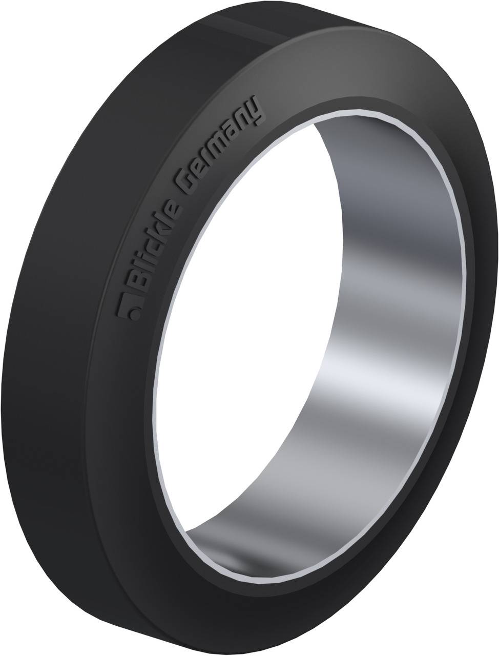Schwarzer, runder Dichtungsring mit Metallkern, beschriftet mit 'Biddle Germany'.