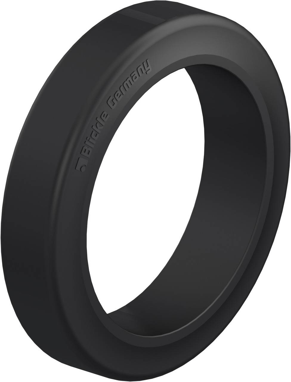 Schwarzer, runder Dichtungsring mit 'Bördel Germany' Gravur. Verwendung in Maschinenbau und Automobilindustrie für Dichtungszwecke.