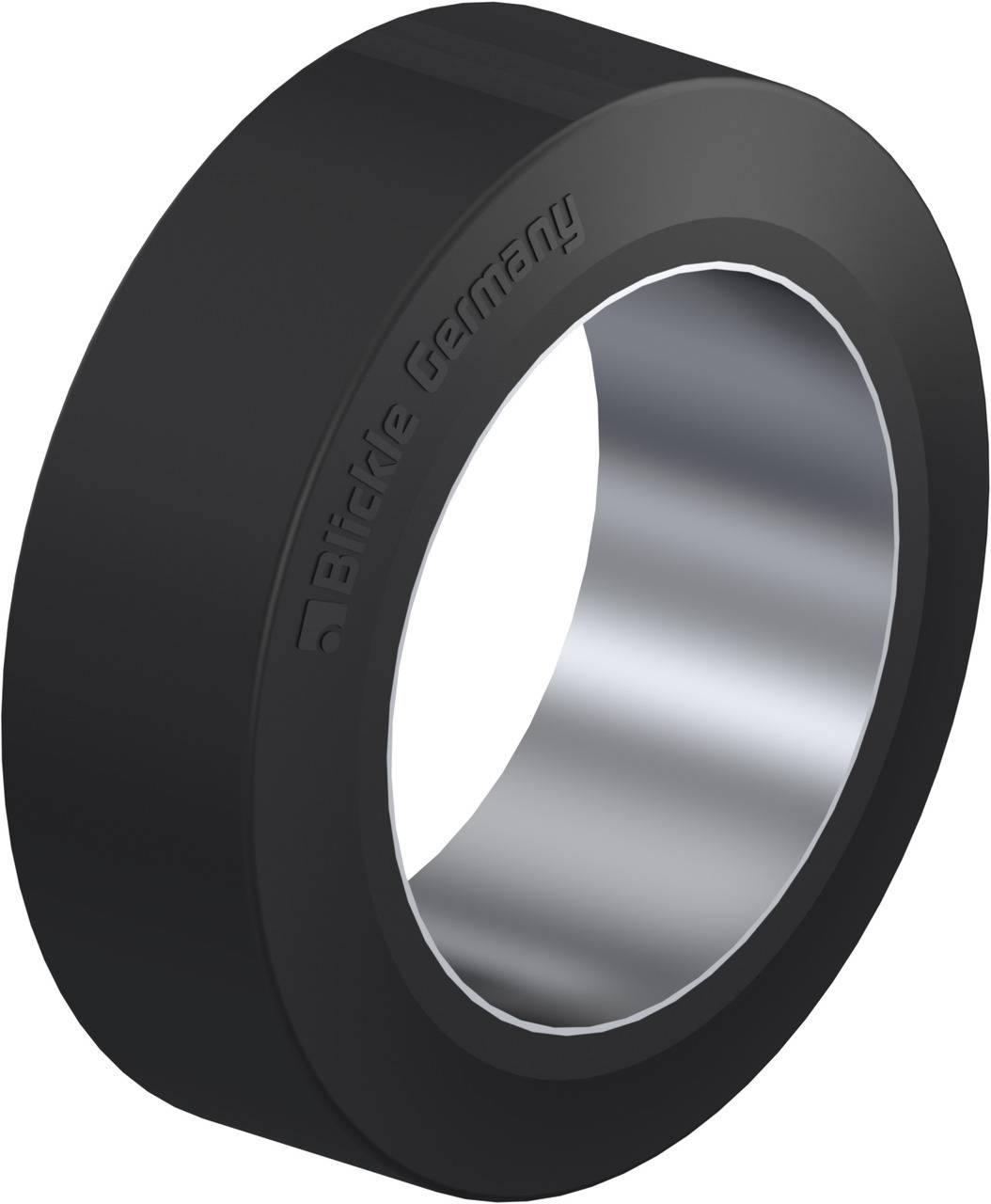 Ein schwarzer Ring mit einer glatten, metallischen Innenfläche, auf der 'Birdie Germany' eingraviert ist.