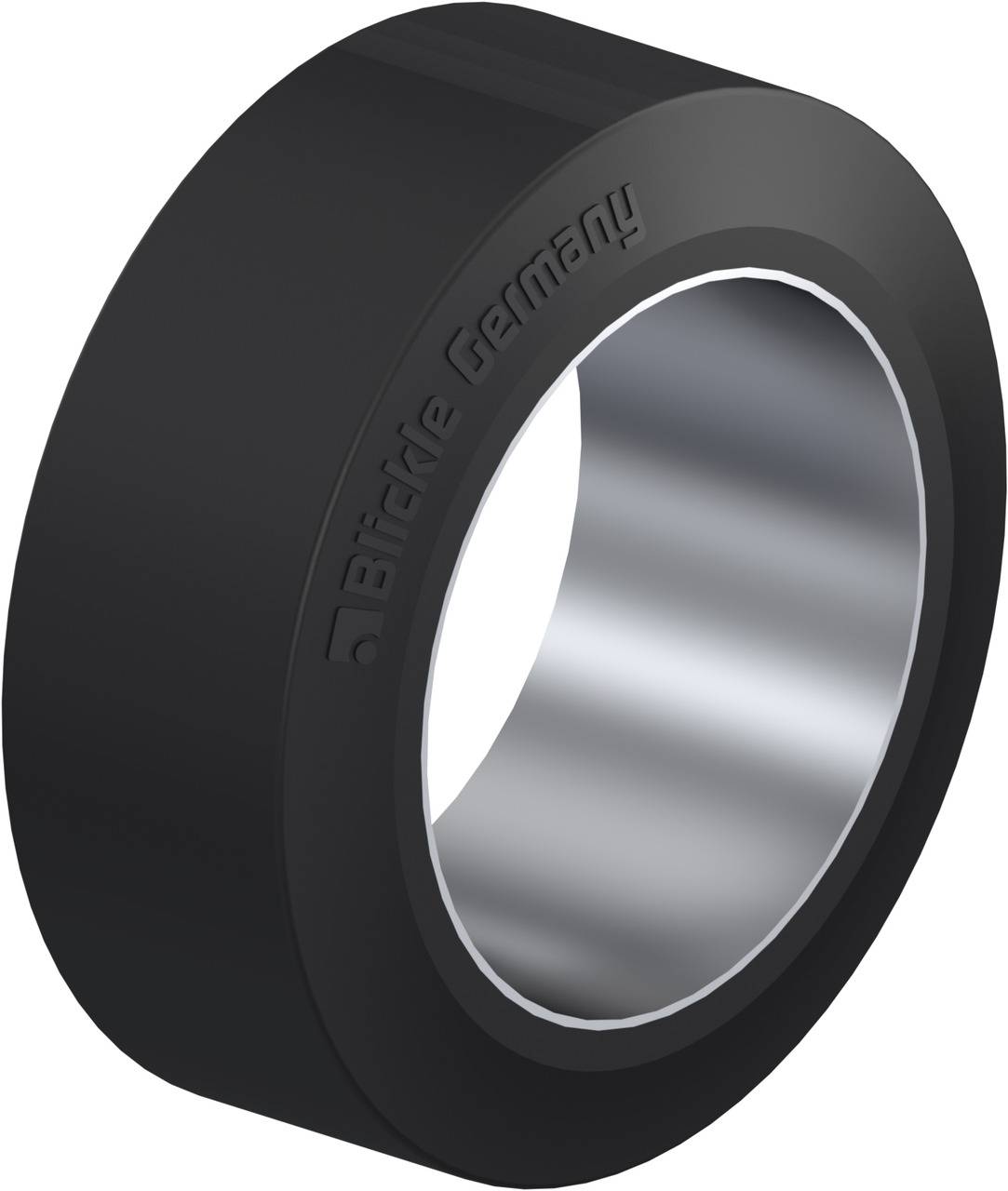Schwarzer Gummiabstreifring mit silbernem Innenrand, auf dem 'Blide Germany' steht. Verwendet zum Abstreifen von Kontaminationen.