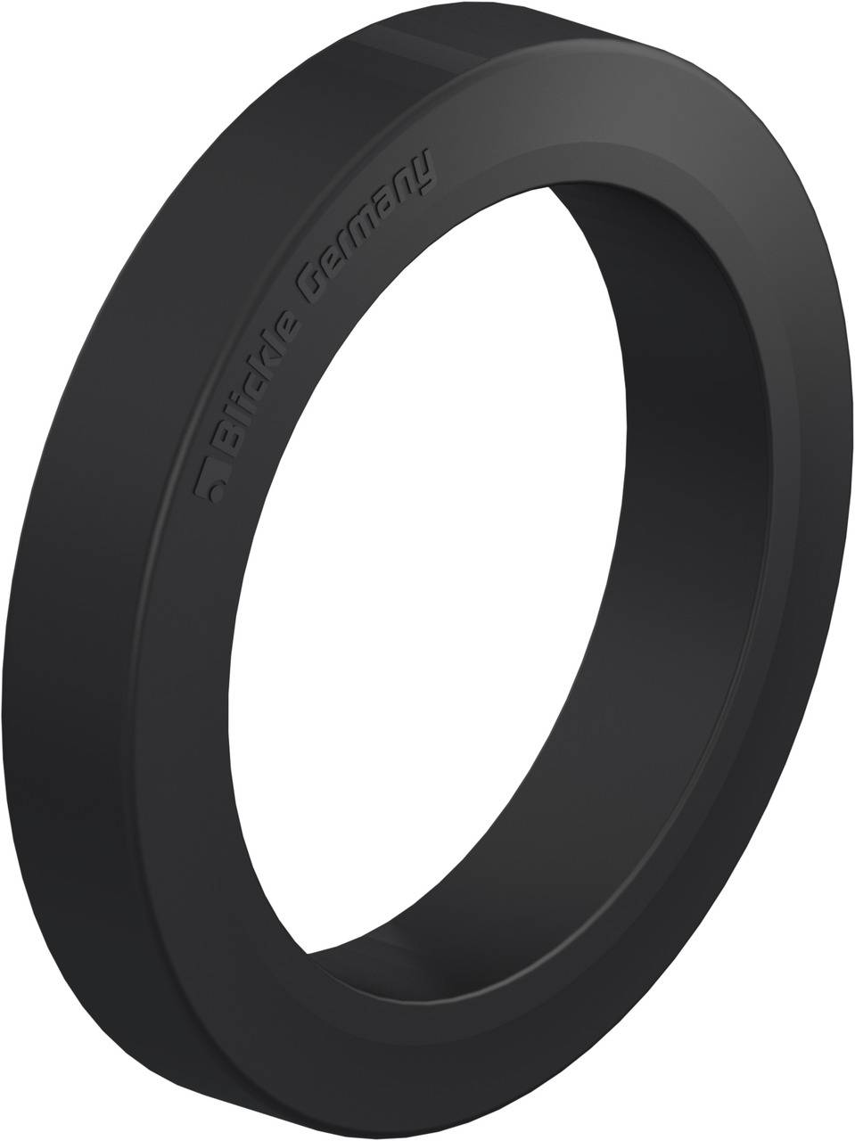 Schwarzer, runder stoßdämpfender Ring mit der Aufschrift 'Blickle Germany'.