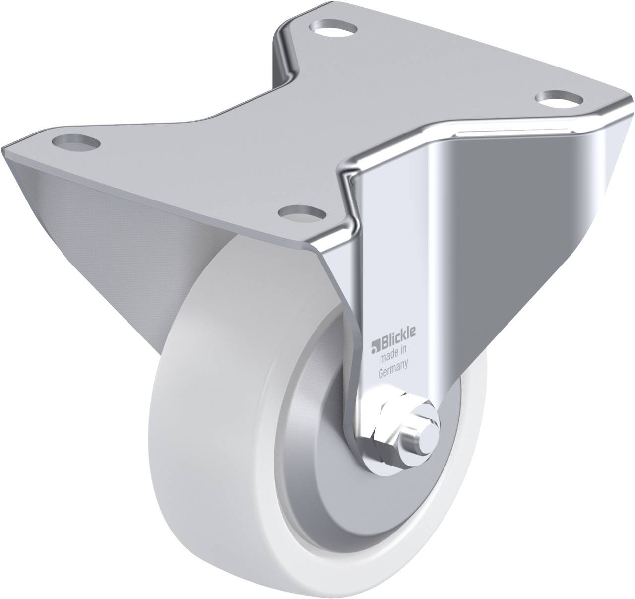 Schwenkrolle aus Metall mit weißem Rad, geeignet für Möbel oder Geräte, bietet Flexibilität und einfache Beweglichkeit.