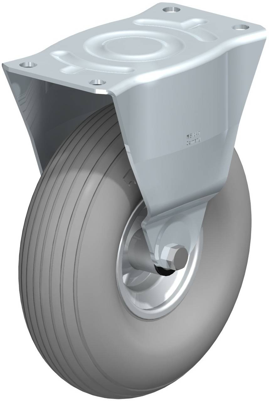 Metallische Apparaterolle mit grauem Rad und Halterung, für industrielle Anwendungen geeignet.