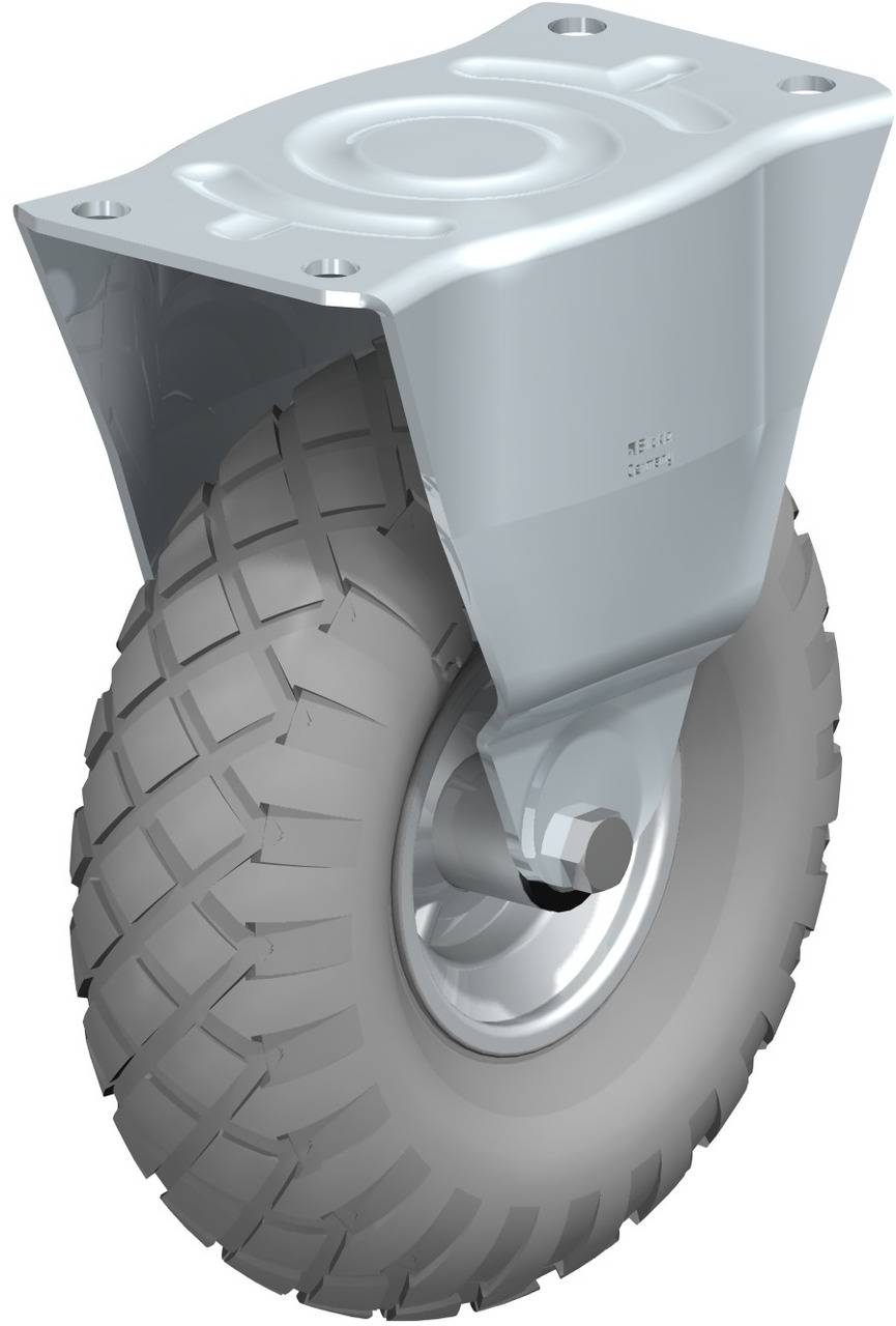 Schwenkrolle mit robustem Reifen und Metallgehäuse, geeignet für schwere Lasten in industriellen Anwendungen.