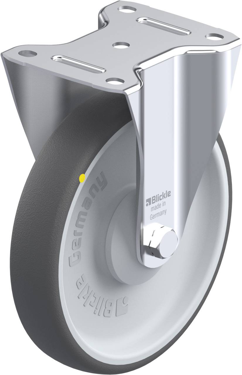 Schwenkrolle aus Metall und Kunststoff mit integriertem Drehgelenk. Geeignet für den Einsatz an mobilen Geräten oder Möbeln.