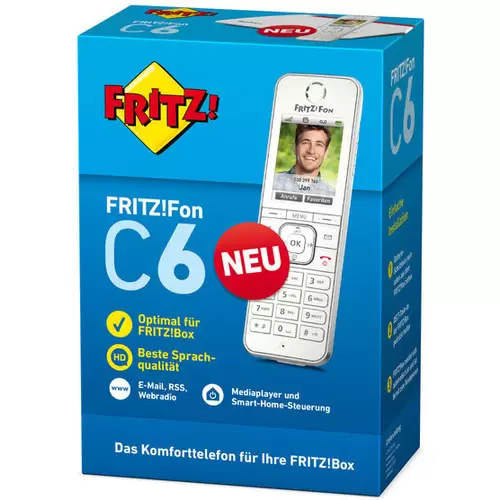 AVM FRITZ!Fon C6 Schnurloses Telefon VoIP Anrufbeantworter, Babyphone, Freisprechen, PIN Code LC-Display Weiß AVM FRITZ!Fon C6 Schnurloses Telefon VoIP Anrufbeantworter, Babyphone, Freisprechen, PIN Code LC-Display Weiß