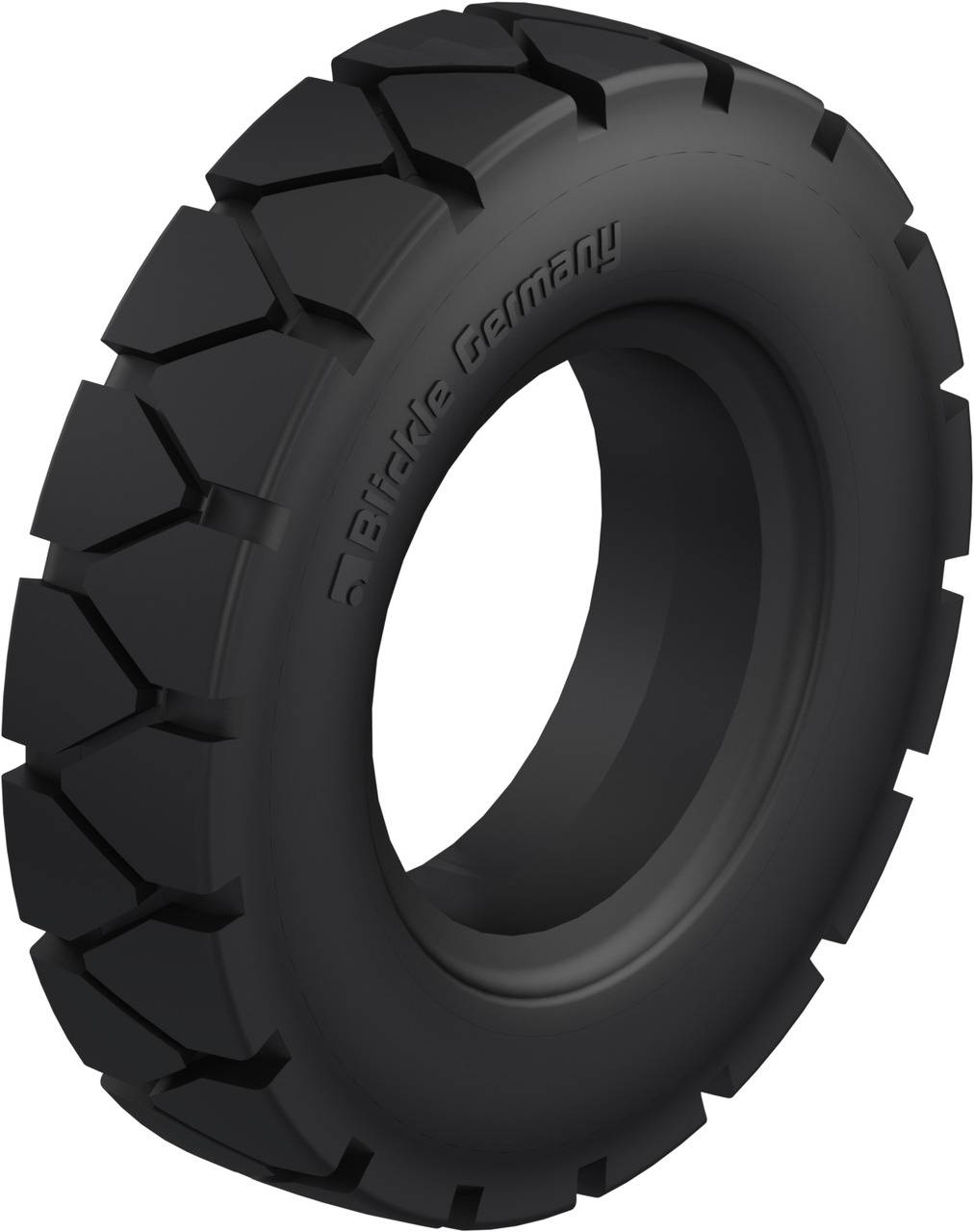 Ein schwarzer Reifen mit tiefem Profil und der Aufschrift 'Biddle Germany' auf der Seite. Geeignet für robuste Fahrzeuge oder Maschinen.