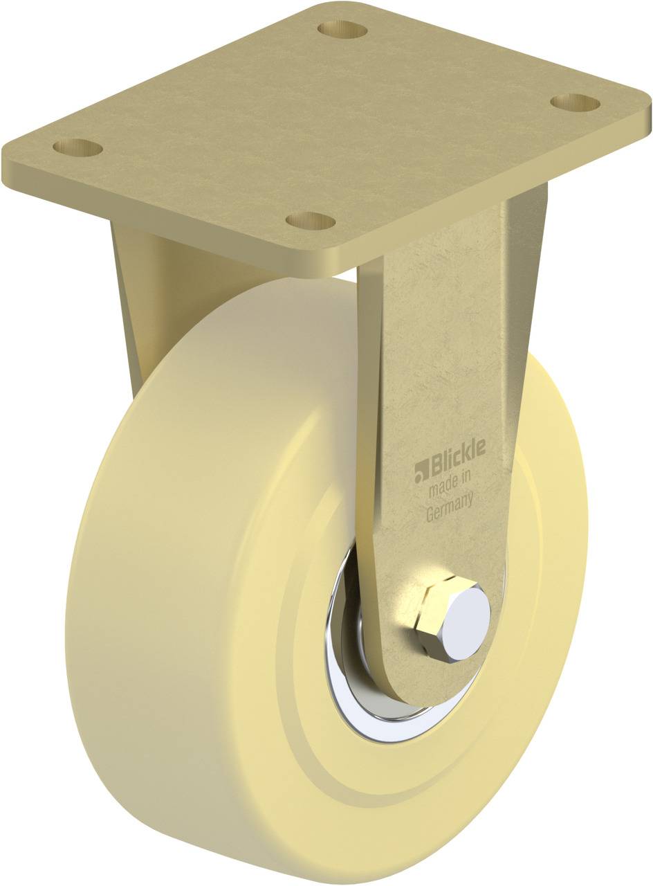 Schwenkrolle mit rechteckiger Befestigungsplatte, beige Rad aus Kunststoff, geeignet für Möbel oder Geräte, robustes Design.