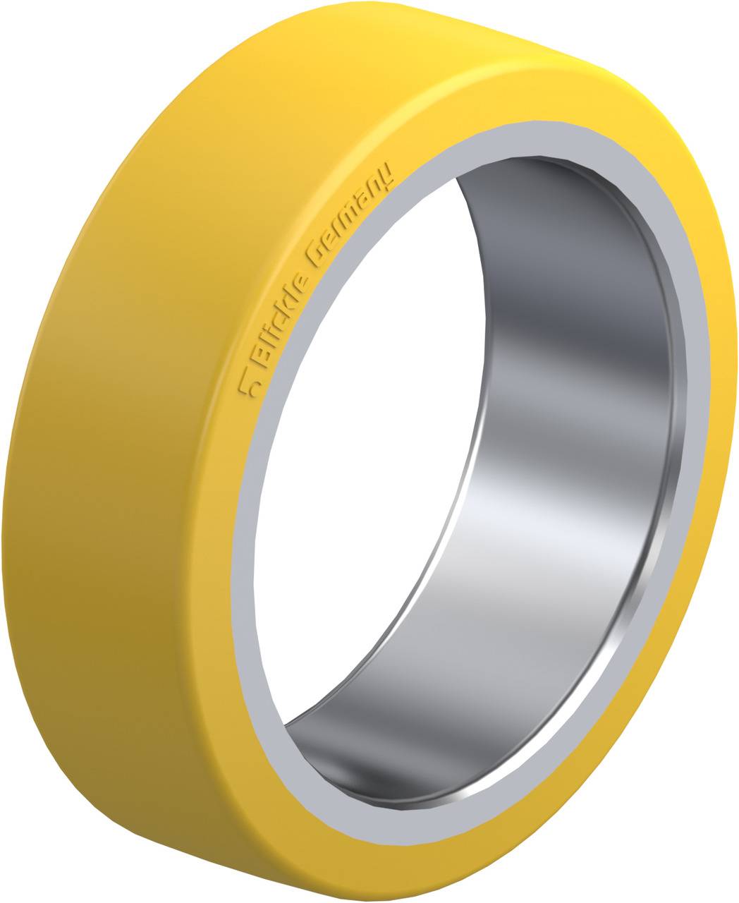 Ein gelber Ring mit metallischer Innenseite.