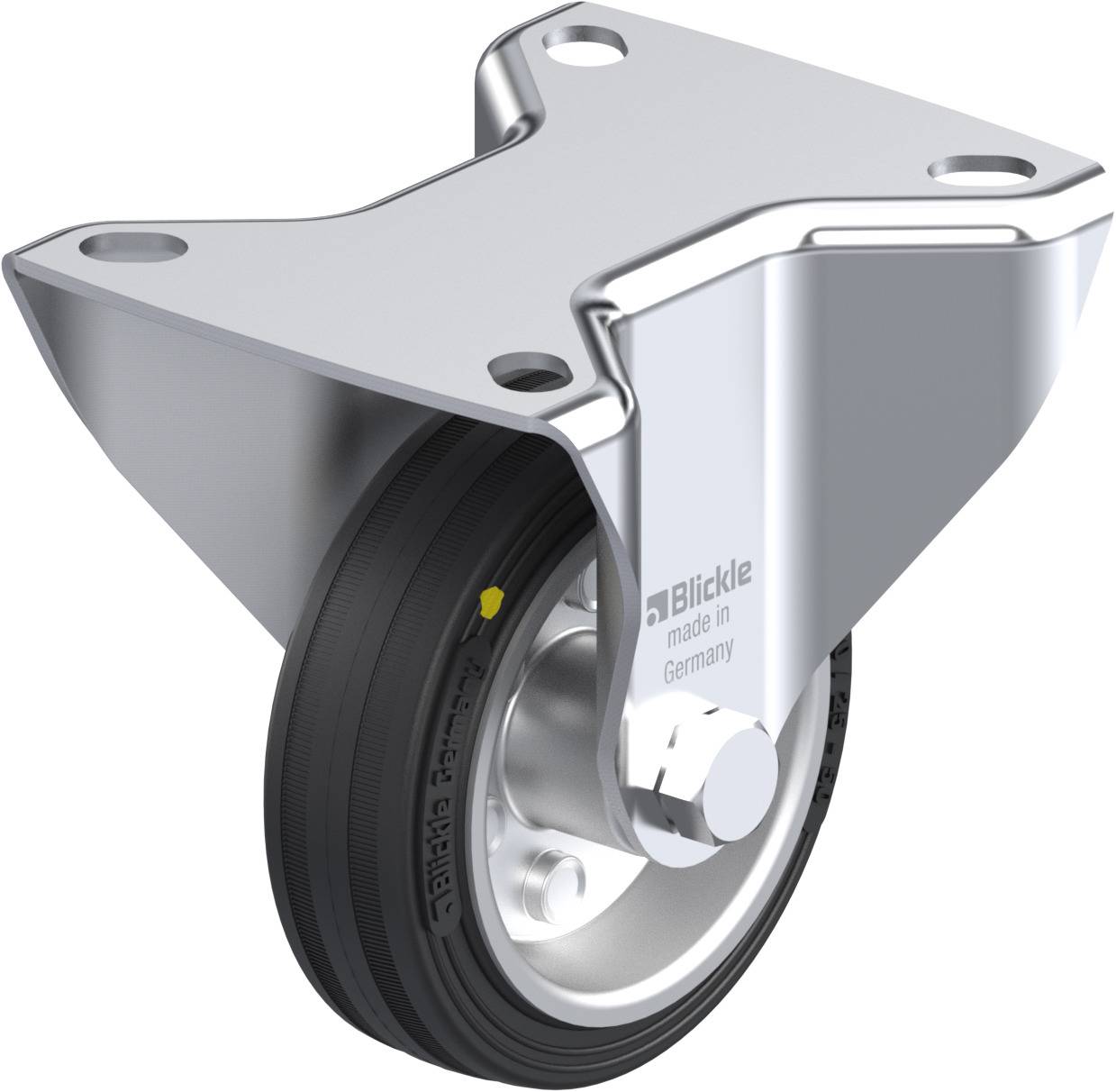 Gummirad mit festem Metallgehäuse, montierbar, geeignet für Transportwagen.