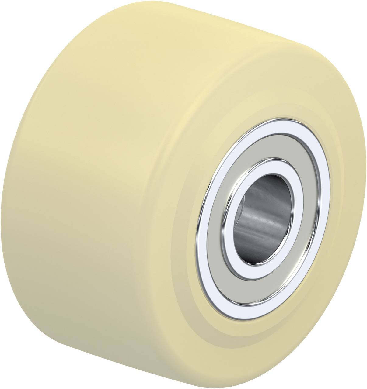 Das Bild zeigt ein gelbes Radlager mit einer silbernen Metall-Innenstruktur, typisch für Skateboards oder Rollschuhe.