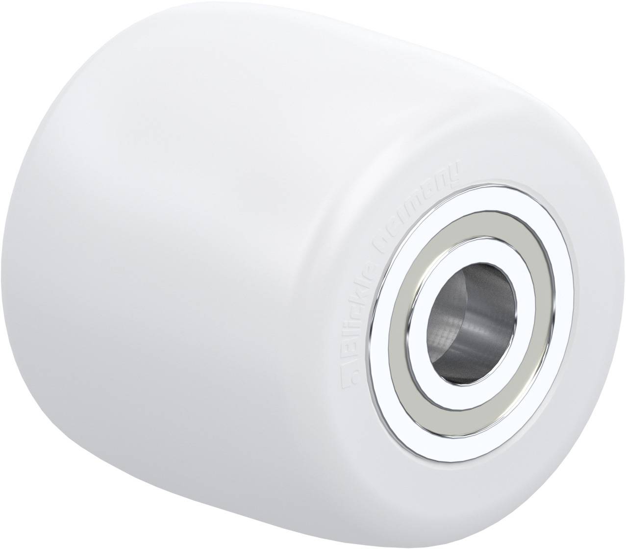 Weißes Rolle mit Metalllager, geeignet für Möbel oder leichte Geräte.